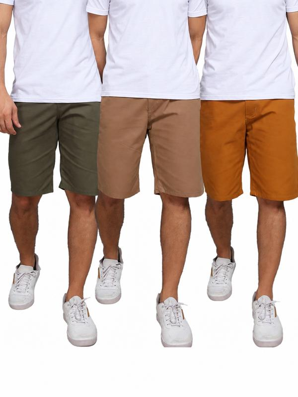 Kit com três bermudas masculinas em sarja