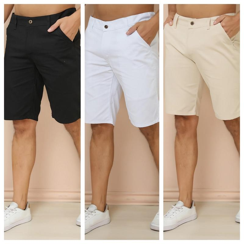 Kit 3 bermuda sarja masculino bolsa embutida economica premiun Shorts Casuais De Verão Shorts Essenciais